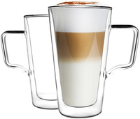 VIALLI DESIGN DIVA zestaw 2 szklanki wysokie TERMICZNE kubki filiżanki kawy latte herbaty 350 ml
