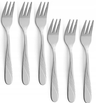 Amefa sztućce Felicia zestaw 6 widelczyki do ciasta tortu komplet dla 6 OSÓB nierdzewne z wzorem fali klasyczne bez niklu 18/0