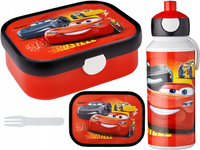 MEPAL zestaw 2 bidon z ustnikiem lunchbox śniadaniówka dla dziecka pojemnik bento na kanapki owoce warzywa Cars Auta komplet