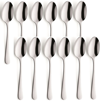 Sztućce Amefa Austin zestaw 12 małe łyżeczki do kawy komplet dla 12 osób nierdzewne gładkie bez wzoru stal bez niklu 18/0