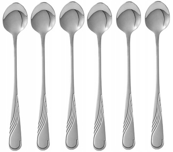 Sztućce Ambition Napoli zestaw 6 długie łyżki do kawy latte deserówe lodów z wzorem fala dla 6 osób 